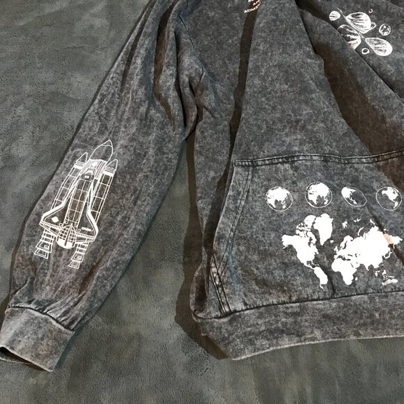 swtr027 - Gray Hyper Space NASA planetary hoodie Large - Picture 5 of 9